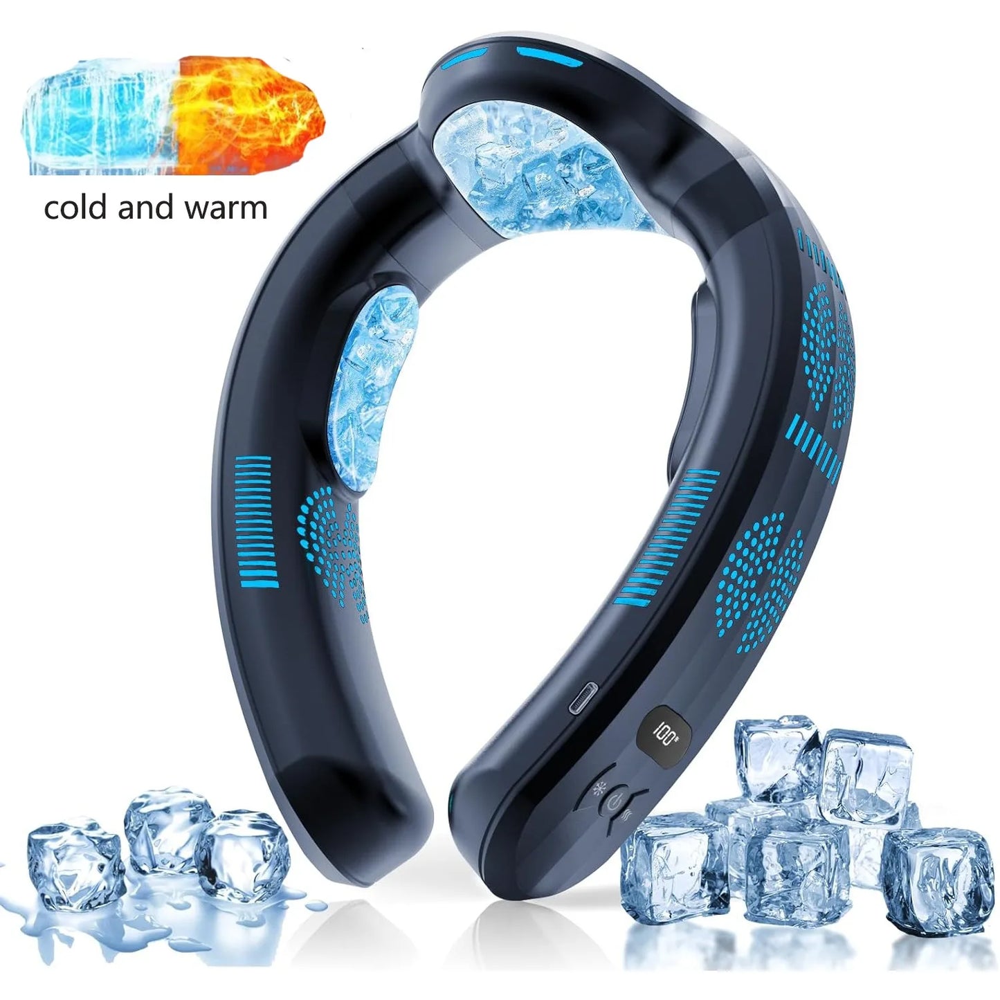 Nouveau ventilateur de cou à réfrigération semi-conductrice 2026, version améliorée, avec affichage numérique intelligent, double fonction chaud et froid, sans pales