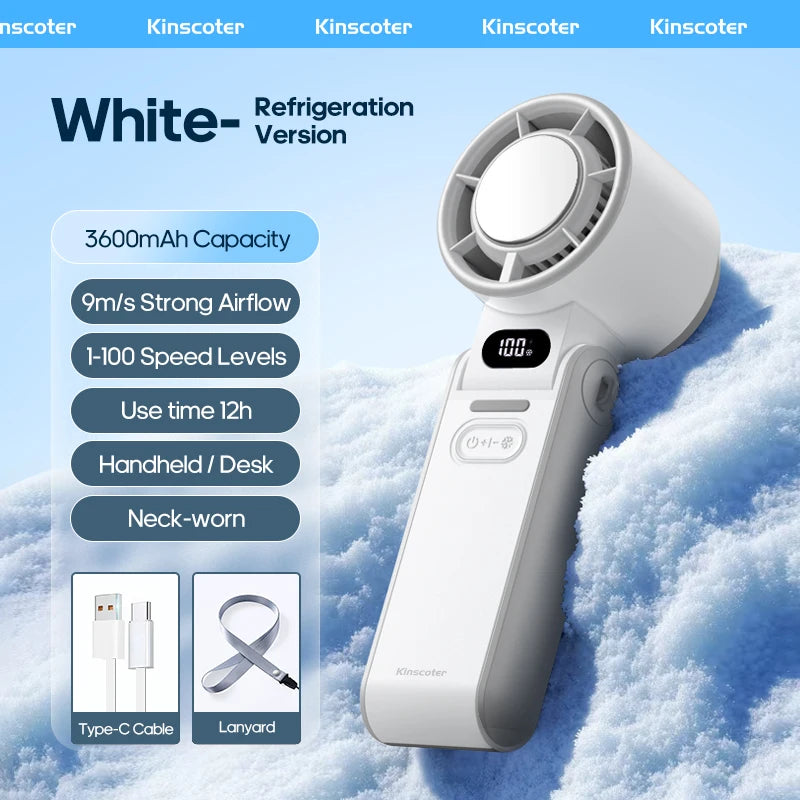 KINSCOTER ventilateur portatif pliable extérieur Mini refroidissement Rechargeable 3600 mAh 100 niveaux contrôle gratuit ventilateur Turbo haute vitesse