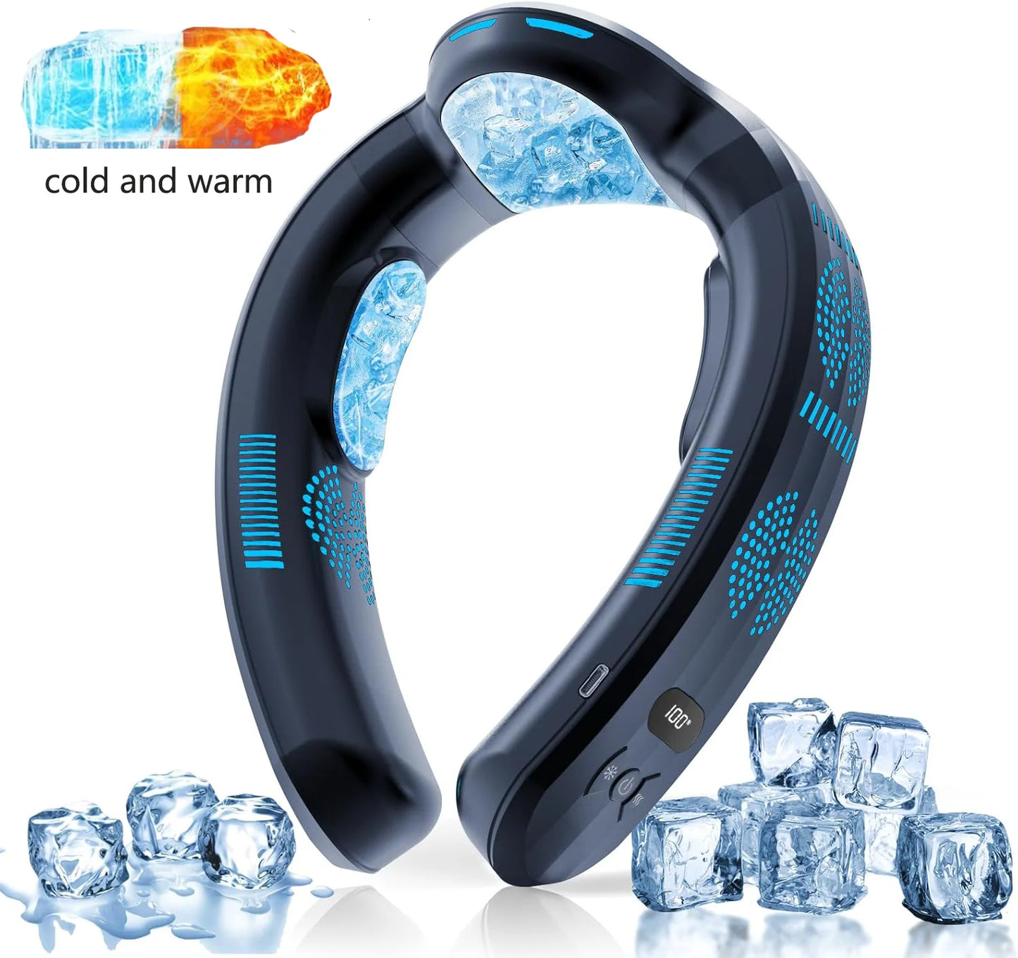 Nouveau ventilateur de cou à réfrigération semi-conductrice 2026, version améliorée, avec affichage numérique intelligent, double fonction chaud et froid, sans pales