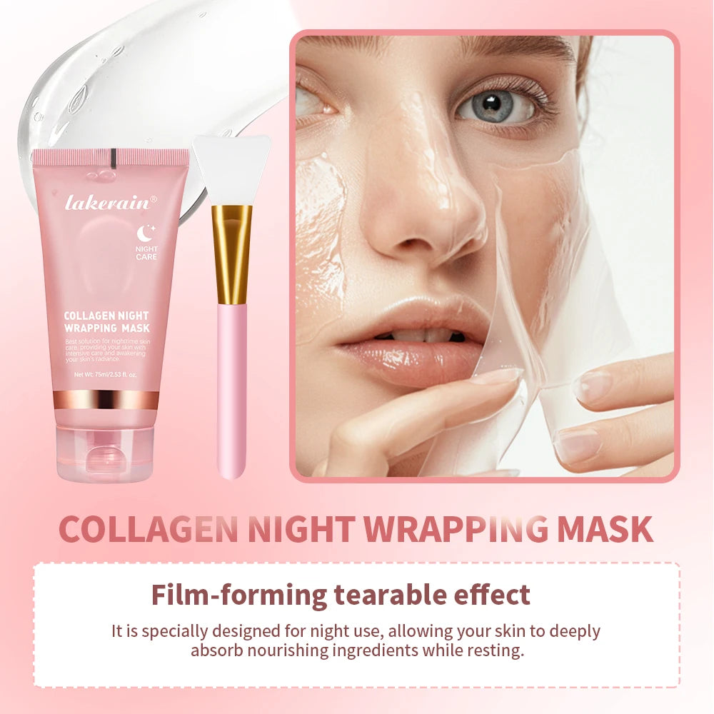 Masque d'emballage au collagène et ensemble de brosses, rajeunissement, hydratant, éclaircissant, coréen, pour faire une peau brillante, élasticité