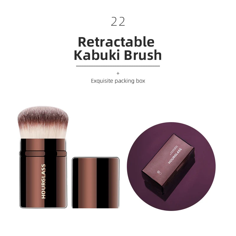 Hourglass-Pinceaux de maquillage, poudre, fond de teint, correcteur, fard à joues, bronzant, ombre à barrage, eye-blogueur, pinceau sculptant