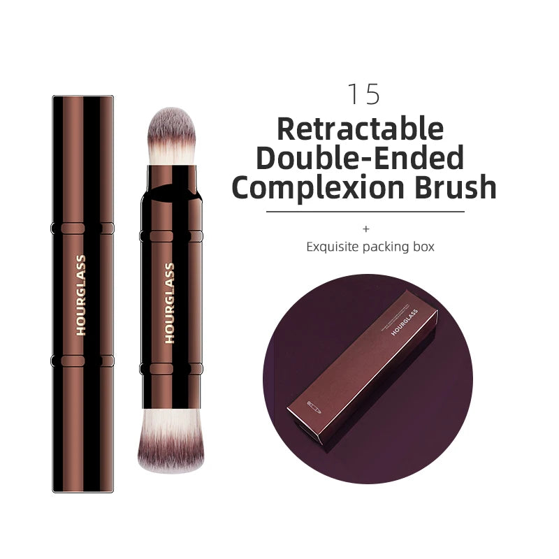 Hourglass-Pinceaux de maquillage, poudre, fond de teint, correcteur, fard à joues, bronzant, ombre à barrage, eye-blogueur, pinceau sculptant