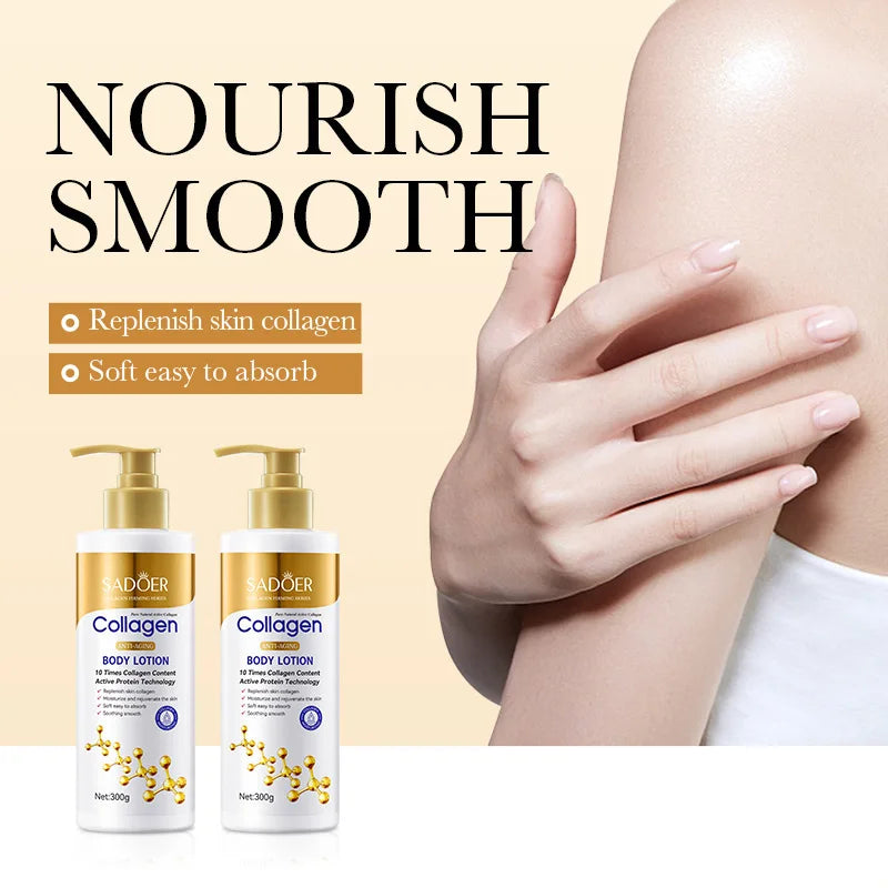 Lotion pour le corps au collagène pour raffermissant et hydratation – Hydratant intense Anti-âge pour peau sèche, affaissée, nourrissante, 300 g/pièce