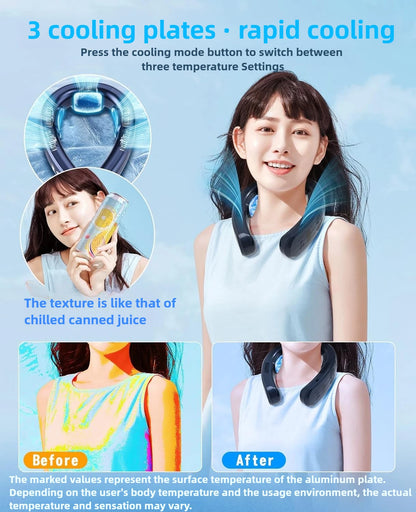 Nouveau ventilateur de cou à réfrigération semi-conductrice 2026, version améliorée, avec affichage numérique intelligent, double fonction chaud et froid, sans pales