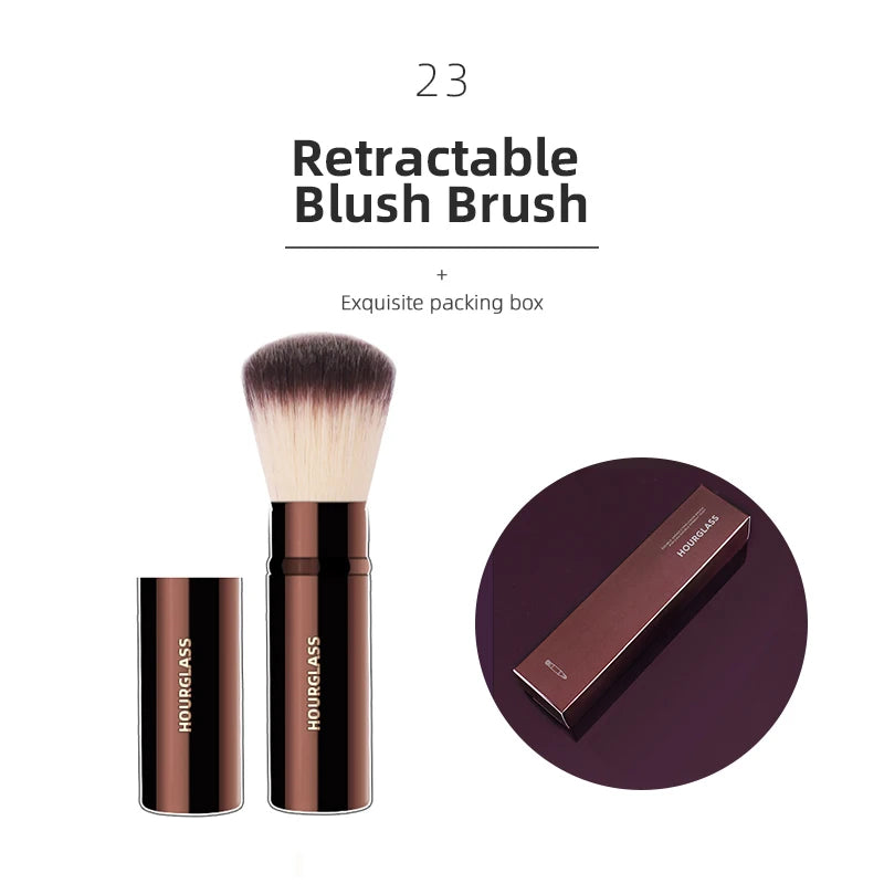 Hourglass-Pinceaux de maquillage, poudre, fond de teint, correcteur, fard à joues, bronzant, ombre à barrage, eye-blogueur, pinceau sculptant