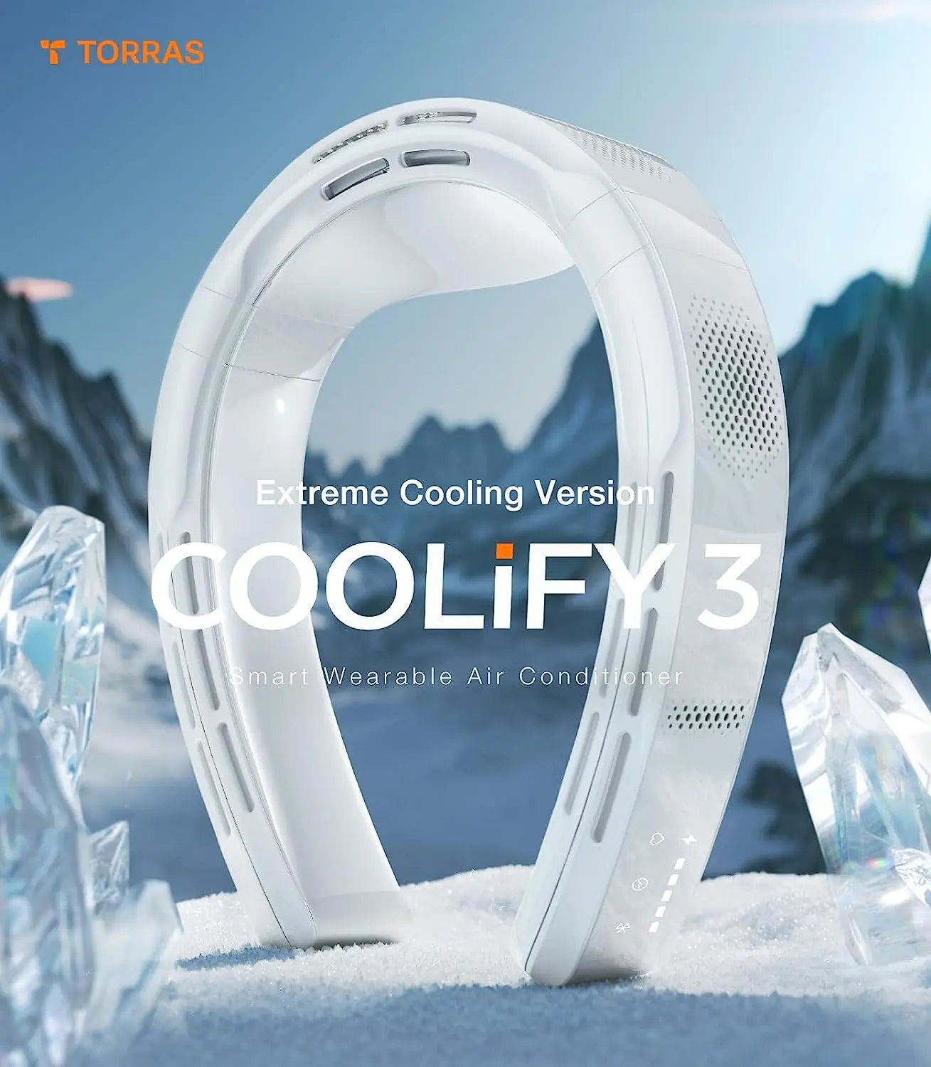 COOLIFY-Climatiseur portable à 3 manches, ventilateur de cou, refroidissement complet du corps, contrôle de la température AI, refroidisseur portable, blanc