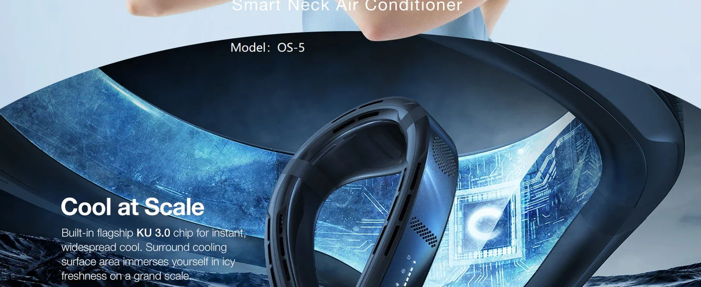 COOLIFY-Climatiseur portable à 3 manches, ventilateur de cou, refroidissement complet du corps, contrôle de la température AI, refroidisseur portable, blanc