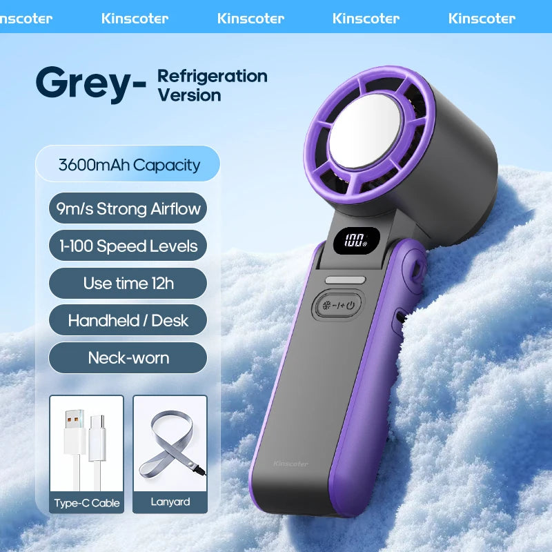KINSCOTER ventilateur portatif pliable extérieur Mini refroidissement Rechargeable 3600 mAh 100 niveaux contrôle gratuit ventilateur Turbo haute vitesse