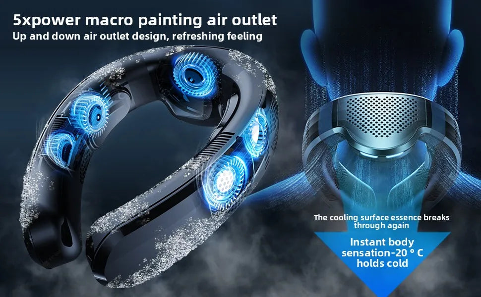 Nouveau ventilateur de cou à réfrigération semi-conductrice 2026, version améliorée, avec affichage numérique intelligent, double fonction chaud et froid, sans pales