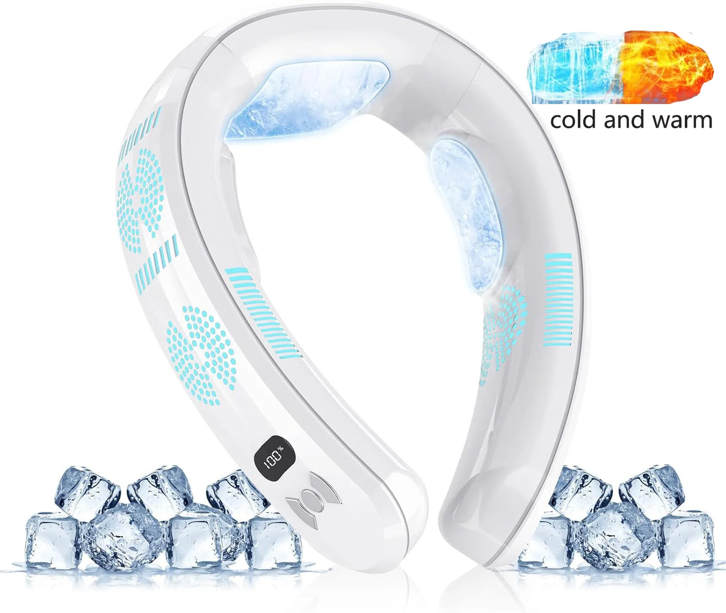 Nouveau ventilateur de cou à réfrigération semi-conductrice 2026, version améliorée, avec affichage numérique intelligent, double fonction chaud et froid, sans pales