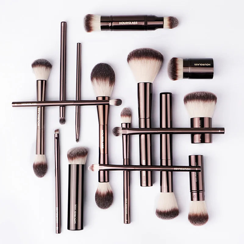 Hourglass-Pinceaux de maquillage, poudre, fond de teint, correcteur, fard à joues, bronzant, ombre à barrage, eye-blogueur, pinceau sculptant