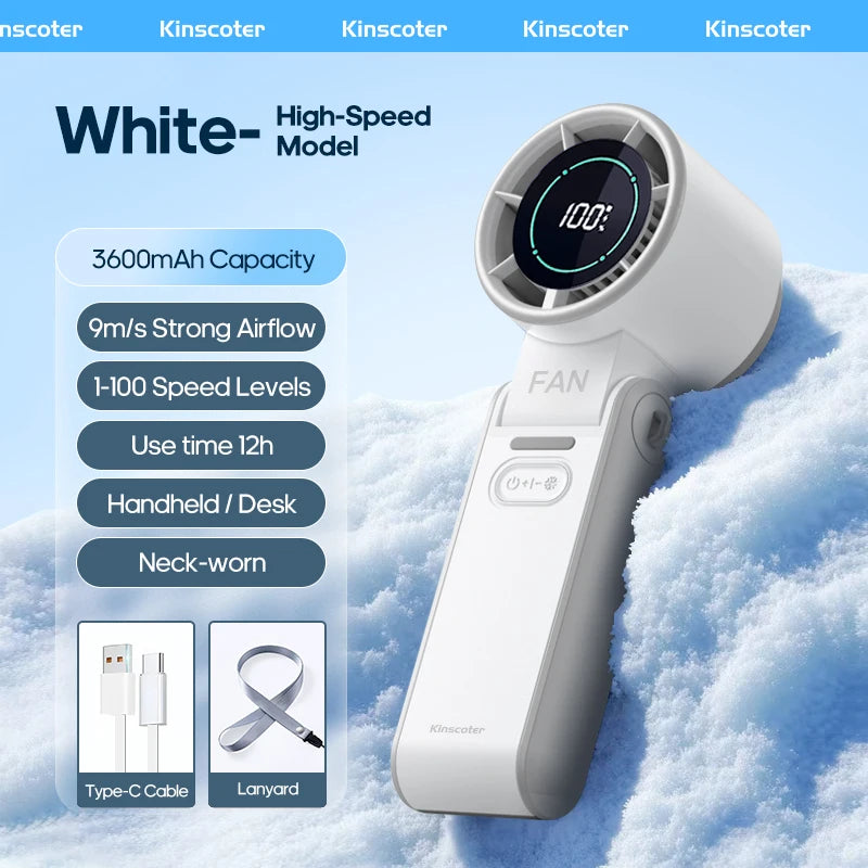 KINSCOTER ventilateur portatif pliable extérieur Mini refroidissement Rechargeable 3600 mAh 100 niveaux contrôle gratuit ventilateur Turbo haute vitesse