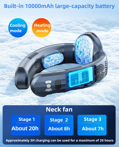 Nouveau ventilateur de cou à réfrigération semi-conductrice 2026, version améliorée, avec affichage numérique intelligent, double fonction chaud et froid, sans pales