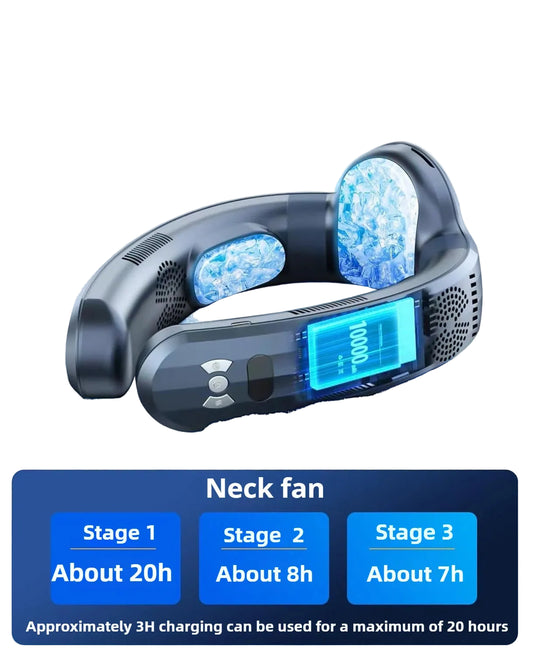 Nouveau ventilateur de cou à réfrigération semi-conductrice 2026, version améliorée, avec affichage numérique intelligent, double fonction chaud et froid, sans pales