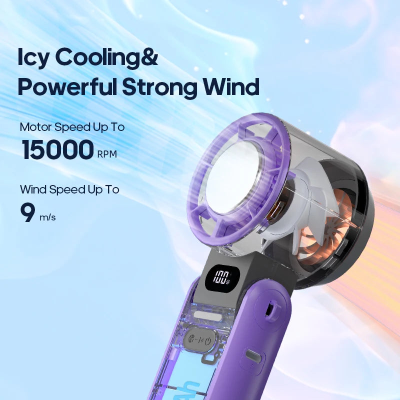 KINSCOTER ventilateur portatif pliable extérieur Mini refroidissement Rechargeable 3600 mAh 100 niveaux contrôle gratuit ventilateur Turbo haute vitesse
