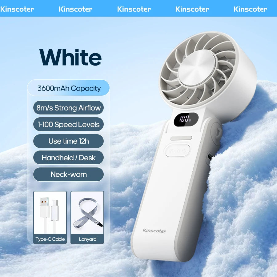 KINSCOTER ventilateur portatif pliable extérieur Mini refroidissement Rechargeable 3600 mAh 100 niveaux contrôle gratuit ventilateur Turbo haute vitesse