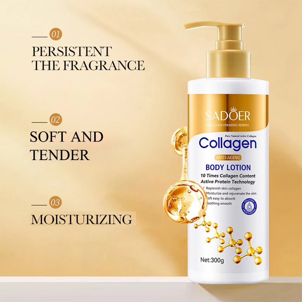 Lotion pour le corps au collagène pour raffermissant et hydratation – Hydratant intense Anti-âge pour peau sèche, affaissée, nourrissante, 300 g/pièce