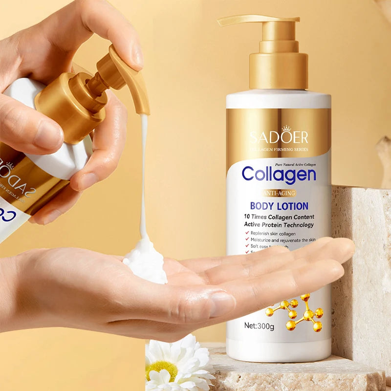 Lotion pour le corps au collagène pour raffermissant et hydratation – Hydratant intense Anti-âge pour peau sèche, affaissée, nourrissante, 300 g/pièce
